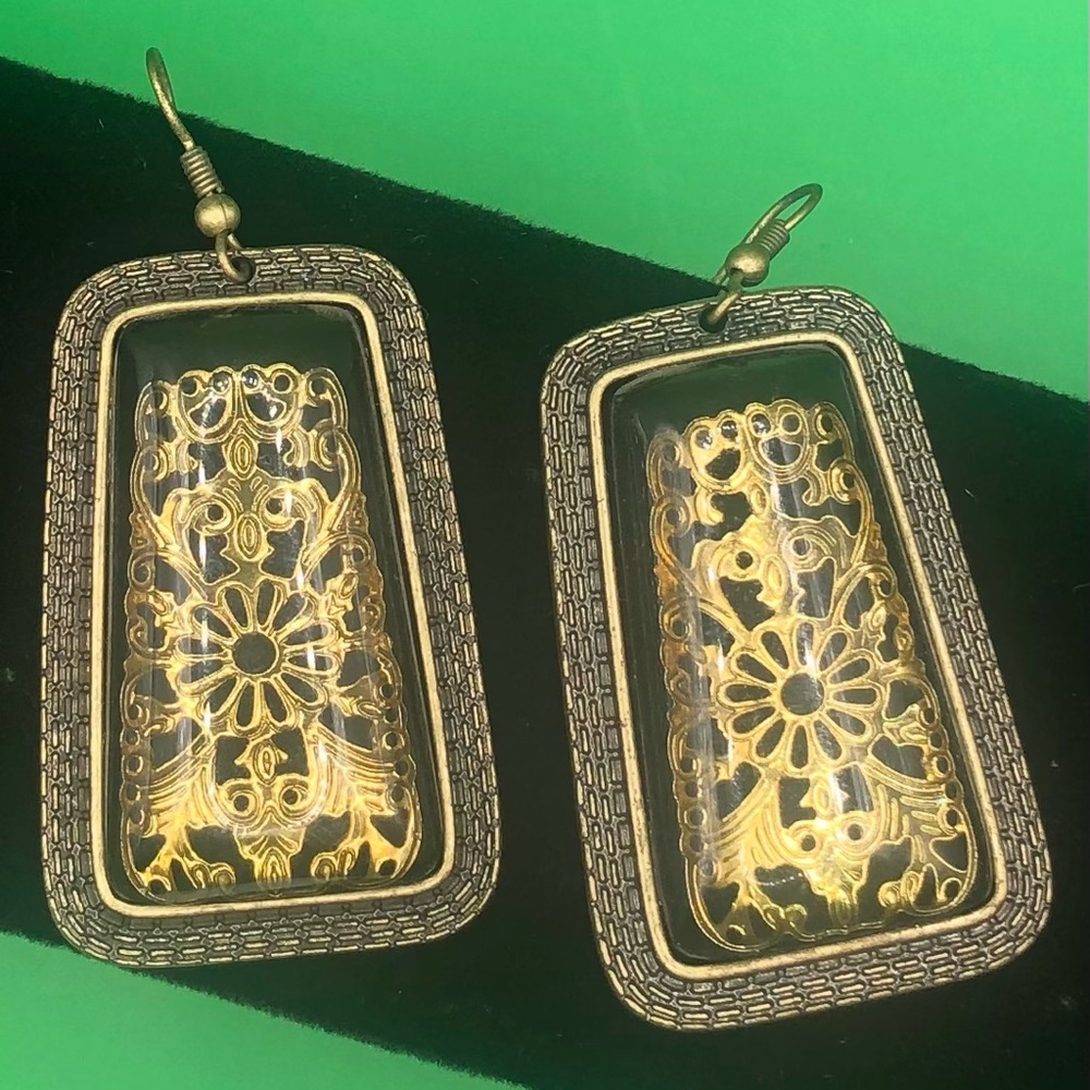 Rare Indonesia Rectangular Dangle Earrings - image 5